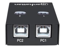MANHATTAN Hi-Speed USB 2.0 Sharing Switch 1x2 Ports Dual Control Auto-Sensing USB 2.0 Type-A to Type-B Switch | 162005