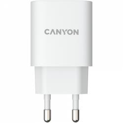 CANYON H-18-01, Wall charger with 1*USB, QC3.0 18W, Input: 100V-240V, Output: DC 5V/3A,9V/2A,12V/1.5A, Eu plug, OCP/OVP/OTP/SCP, CE, RoHS ,ERP. Size: 80.17*41.23*28.68mm, 50g, White | CNE-CHA18W