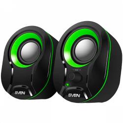 Speakers SVEN 290, black-green (5W,USB) | SV-015657