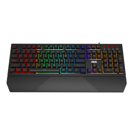 Žaidimų klaviatūra AOC GK200 RGB LED šviesa, US, Juoda, Laidinė, USB