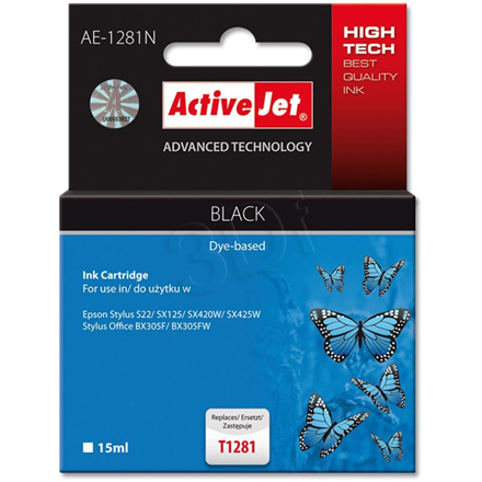 Action ActiveJet AE-1281N (Epson T1281)  Ink Cartridge, Black