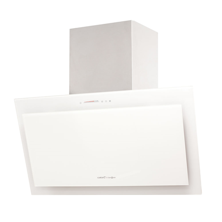 Hood CATA Aura WH 900 Wall mounted, Width 90 cm, 740 m³/h, Stainless steel + White, Energy efficiency class A+, 39 - 59 dB