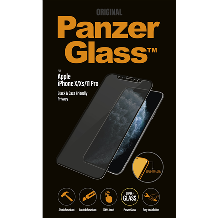 PanzerGlass P2664 Apple, iPhone X/Xs/11 Pro, Tempered glass, Black, Case friendly with Privacy filter