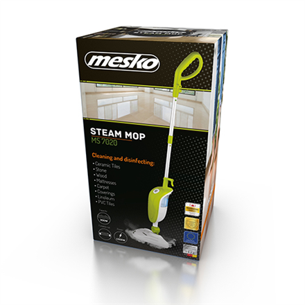 Mesko Steam Mop MS 7020 Power 1300 W, Water tank capacity 0.3 L, White/Green