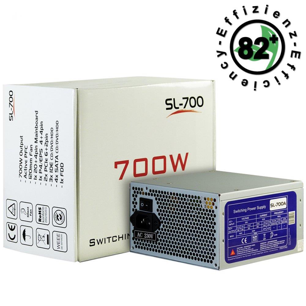 Power Supply INTER-TECH SL AC 230V, 50Hz, DC 3.3/5/±12V, 700W, Retail, Active PFC, 1x120 (82+ Efficiency)