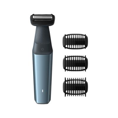 Philips 3000 series showerproof body groomer BG3015/15 Skin friendly shaver 3 click-on combs, 3,5,7 mm 50mins cordless use/1h charge.