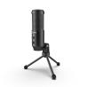 LORGAR Voicer 521, Gaming Microphone, Black, USB condenser mic with Volume Knob, 3.5MM headphonejack, mute button and led indicator, package including 1x F5 Microphone, 1 x 2M type-C USB Cable, 1 xTripod Stand