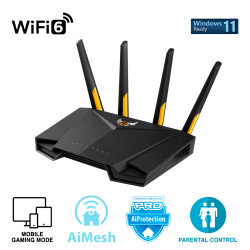 Dviejų juostų WiFi 6 žaidimų maršrutizatorius ASUS TUF Gaming AX3000 | Žaidimų prievadas | Greitas prievadų peradresavimas | AiMesh tinkliniam WiFi | AiProtection Pro tinklo apsauga | AURA RGB apšvietimas | 90IG0790-MU9B00