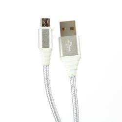 Omega cable microUSB - USB 1m braided 2A, silver | 44261