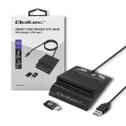 QOLTEC 50636 Intelligent Smart ID chip card reader SCR0636 USB type C