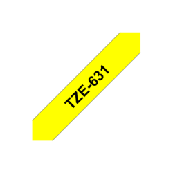 Brother | TZe-631 Laminated Tape | Black on Yellow | TZe | 8 m | 1.2 cm | TZE631