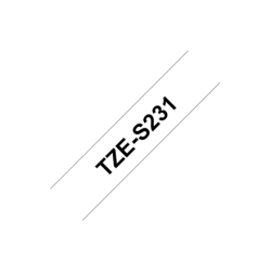 Brother | TZ-S231 Strong Adhesive Laminated Tape | Black on White | TZe | 8 m | 1.2 cm | TZeS231