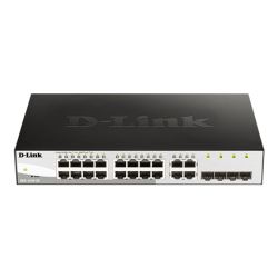 D-LINK DGS-1210-20, Gigabit Smart Switch with 16 10/100/1000Base-T ports and 4 Gigabit MiniGBIC (SFP) ports, 802.3x Flow Control, 802.3ad Link Aggregation, 802.1Q VLAN, 802.1p Priority Queues, Port mirroring,, Jumbo Frame support, 802.1D STP, ACL, LLDP, Cable Diagnostics, Auto Surveillance VLAN, Auto Voice VLAN, | D-Link | Managed L2 | Desktop | 24 month(s) | DGS-1210-20/E