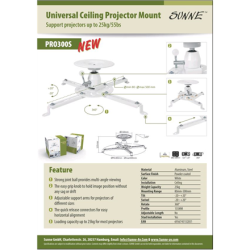 Sunne Projector Ceiling mount, Turn, Tilt, White | PRO300S