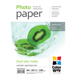 ColorWay Matte Dual-Side Photo Paper, 20 sheets, A4, 220 g/m² | PMD220020A4