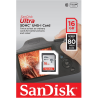 Sandisk Ultra SDHC card 16 GB, SDHC, Flash memory class 10, 80 MB/s