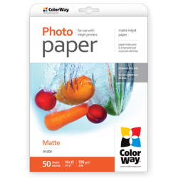 ColorWay Matte Photo Paper, 50 sheets, 10x15, 190 g/m² | PM1900504R