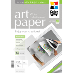 ColorWay ART Photo Paper T-shirt transfer (white), 5 sheets, A4, 120 g/m² | PTW120005A4