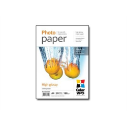 ColorWay | Photo Paper 20 pcs. | PG180020A4 | White | 180 g/m² | A4 | Glossy
