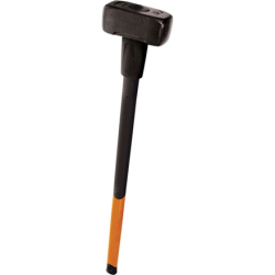 Fiskars Sledge Hammer XL The medium sized Fiskars Sledge Hammer XL is still a big hitter. This tool features rounded edges on the striking surface which delay burring and lessen the risk of chipping. This sledge hammer has a rubber miss-hit guard that lessens jarring from mis strikes and thus helps to avoid potential injuries or strain. The shaft is made of a fibreglass core and features an elastomeric anti-slip and anti-vibration facility that e | 120030