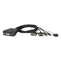 Aten 2-Port USB DVI Cable KVM Switch with Remote Port Selector | CS22D-A7