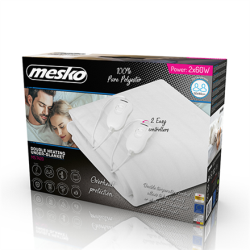 Mesko Electirc heating under-blanket MS 7420 Number of heating levels 4, Number of persons 2, Washable, Remote control, Polyester, 2x60 W, White