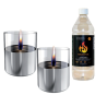 Tenderflame Gift Set, 2 Tabletop burners + 0,7 L fuel,  Lilly 10 cm Silver