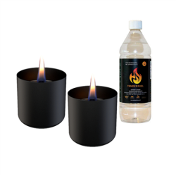 Tenderflame Gift Set, 2 Tabletop burners + 0,5 L fuel,  Lilly 8 cm Black | 300094
