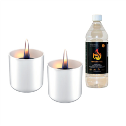Tenderflame Gift Set, 2 Tabletop burners + 0,5 L fuel,  Lilly 8 cm White | 300095