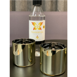 Tenderflame Gift Set, 2 Tabletop burners + 0,5 L fuel,  Lilly 8 cm Gold | 300096