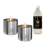 Tenderflame Gift Set, 2 Tabletop burners + 0,5 L fuel,  Lilly 8 cm Silver