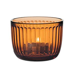 IITTALA Raami Tea Light Holder, 9cm Glass, Sevilla Orange | 6411923664363
