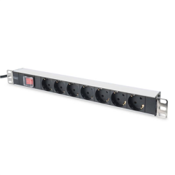 Aluminum outlet strip with switch | DN-95402 | Sockets quantity 7