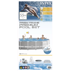Intex Prism Frame Premium Pool Set withFilter Pump, Safety Ladder, Ground Cloth, Cover Grey, Age 6+, 549x122 cm | 26732NP