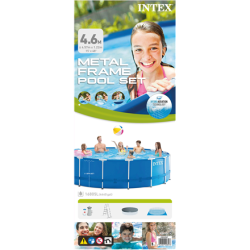 Intex Metal Frame Pool Set with Filter Pump, Safety Ladder, Ground Cloth, Cover Blue, Age 6+, 457x122 cm | 28242NP