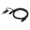 1m, Hybrid USB-C with USB-A Cable | Black