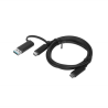 1m, Hybrid USB-C with USB-A Cable | Black
