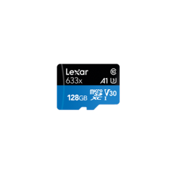 Lexar High-Performance 633x UHS-I micro SDXC, 128 GB, Class 10, U3, V30, A1, 45 MB/s, 100 MB/s | LSDMI128BB633A