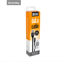 ColorWay Data Cable Apple Lightning Charging cable, Fast and safe charging; Stable data transmission, Black, 1 m | CW-CBUL004-BK