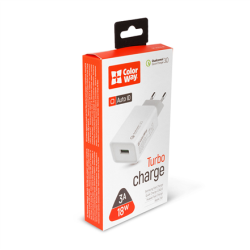 ColorWay AC Charger 1USB Quick Charge 3.0 1xUSB, White, 5 V, 18 W, 3.0 A | CW-CHS013Q-WT