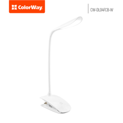 ColorWay LED Table Lamp Flexible & Clip with built-in battery White, Table lamp, 3 h, 5 V, 0.5 Ah | CW-DL04FCB-W