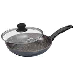 Stoneline Pan 7517 Frying, Diameter 24 cm, Suitable for induction hob, Lid included, Fixed handle, Anthracite
