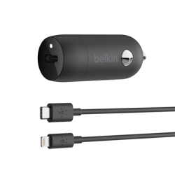 Belkin 20W USB-C PD Car Charger + USB-C to Lightning Cable BOOST CHARGE Black | CCA003bt04BK