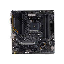 Asus | TUF GAMING B550M-E | Processor family AMD | Processor socket AM4 | DDR4 DIMM | Memory slots 4 | Supported hard disk drive interfaces 	SATA, M.2 | Number of SATA connectors 4 | Chipset AMD B550 | Micro ATX | 90MB17U0-M0EAY0 | + Dovana 90 dienų ExpressVPN Trial!