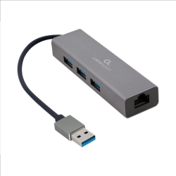 USB AM Gigabit network adapter with 3-port USB 3.0 hub | A-AMU3-LAN-01