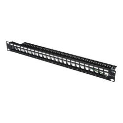 Digitus | Modular Patch Panel | DN-91411 | Black | Layout Keystone Entry: Straight; Area of application: 483 mm (19") cabinet; Suitable for 483 mm (19") cabinet mounting; Housing material: 1.5 mm SPCC cold rolled stell sheet, powder-coated; Ports: 24