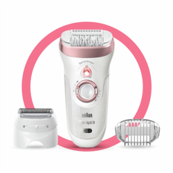 Braun | 9-720 Silk-epil 9 | Epilator | Operating time (max)  min | Bulb lifetime (flashes) | Number of power levels | Wet & Dry | White/Pink
