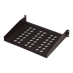Digitus | Fixed Shelf for Racks | DN-19 TRAY-2-55-SW | Black | The shelves for fixed mounting can be installed easy on the two front 483 mm (19“) profile rails of your 483 mm (19“) network- or server cabinet. Due to their stable, perforated steel sheet with a high load capacity, they are the optimal surface for components which are not 483 mm (19”) suitable.