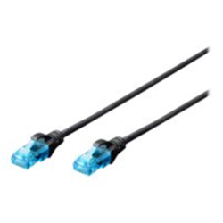 Digitus CAT 5e U-UTP Patch cord PVC AWG 26/7 Modular RJ45 (8/8) plug Boots with kink protection, strain relief and latch protection 1 m Black | DK-1512-010/BL