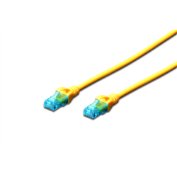 Digitus CAT 5e U-UTP Patch cord PVC AWG 26/7 Modular RJ45 (8/8) plug Boots with kink protection, strain relief and latch protection 1 m Yellow | DK-1512-010/Y
